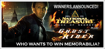 National Treasure: Book of Secrets + Ghost Rider Winners Announced!