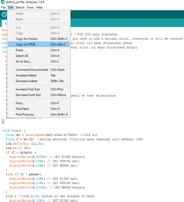 cara menulis coding Arduino ke Microsoft Word