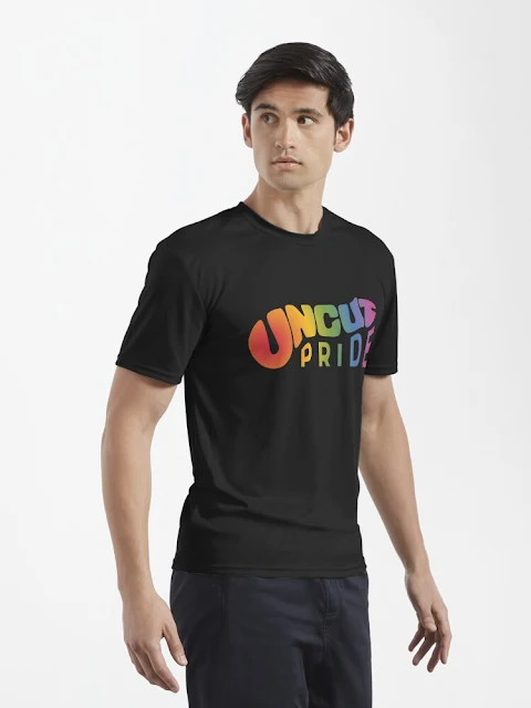 Uncut Pride text t-shirt.