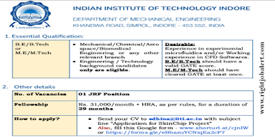 Mechanical,Chemical,Aerospace and Biomedical Engineering Job Opportunities in Indian Institute of Technology, Indore