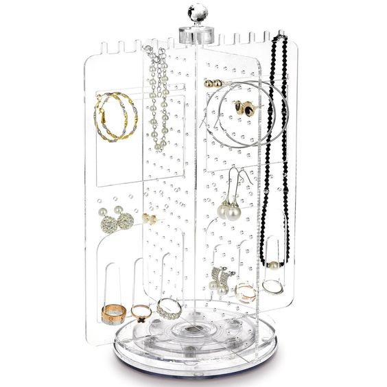 #JWY6065 Acrylic Rotating Jewelry Stand Earring Holder Accessories Organizer