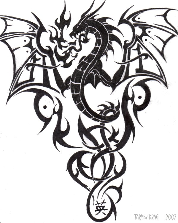 tribal dragon tattoo designs. Tribal Dragon Tattoo Designs