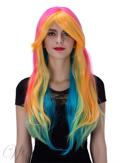  Colorful Long Wavy Capless Synthetic Hair Wig 30 Inches