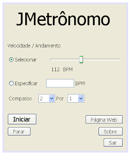 Tela principal do JMetrônomo