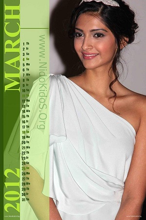 Sonam Kapoor Calendar March 2012