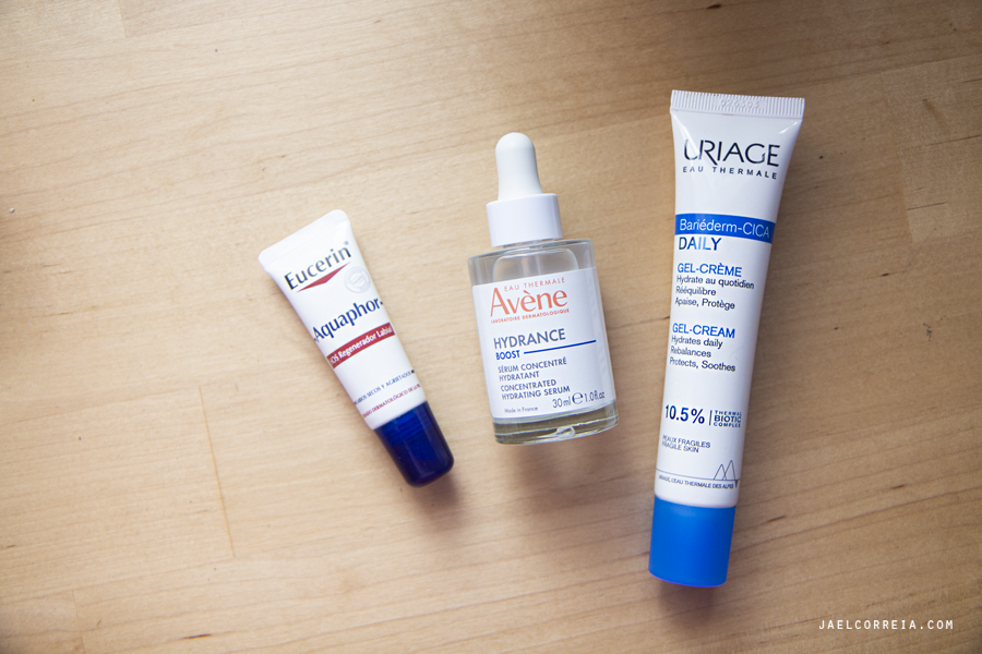 eucerin aquaphor avene hydrance boost uriage bariederm cica daily moisturizer hidratante creme sérum lábios jael correia