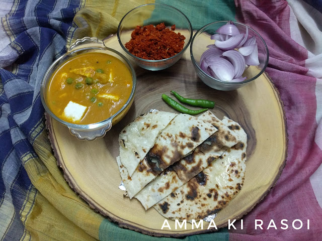 Matar paneer with butter naan