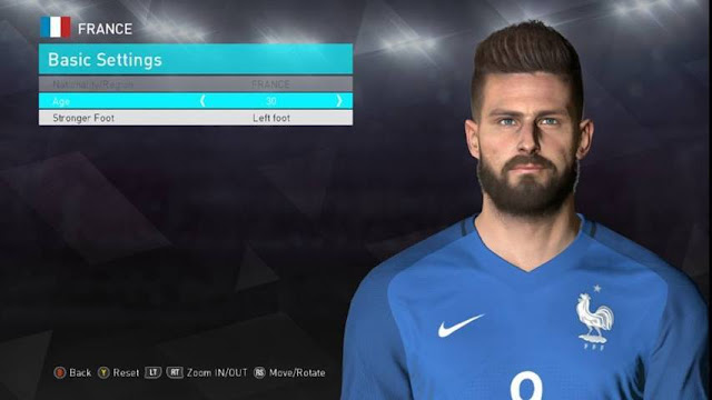 Face Olivier Giroud PES 2017