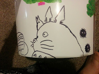 Line Sharpie drawing of Totoro and Soot Sprites from My Neighbour Totoro on Guides Camp Bucket