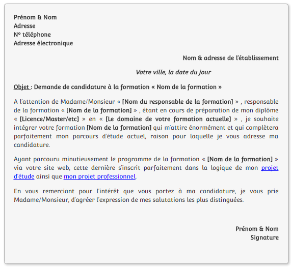 Exemples De Lettres De Motivation Cours Fsjes