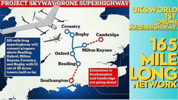 UK's 165-mile long 'drone superhighway' will open between June and July.