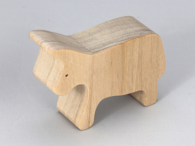Wood Toy Cow Cutout, Handmade Unfinished, Unpainted, Paintable, Freestanding, and Stackable, from the Noah's Animal Cracker Ark Collection