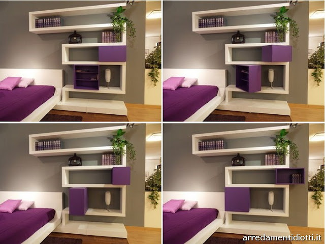 DORMITORIO MODERNO PURPURA BLANCO Y GRIS via www.dormitorios.blogspot.com DORMITORIO MORADO Y BLANCO