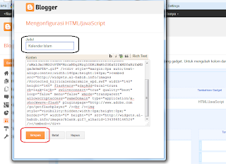 Menambahkan kode Html/javascrip