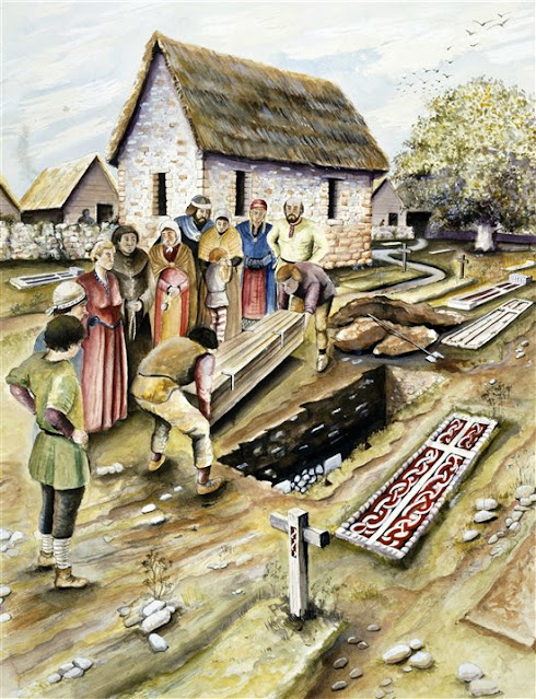 Entierro medieval en Yorkshire en el siglo X. Cordón Press. https://historia.nationalgeographic.com.es/a/practicas-funerarias-europa-medieval-se-popularizaron-rapidamente_16262