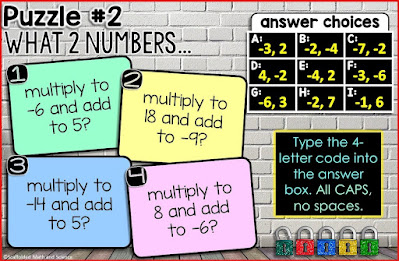 What 2 Numbers? Digital Math Escape Room Activity