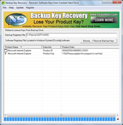 Backup Key Recovery сохраняет данные лицензионных ключей