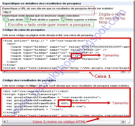 caixa de pesquisa google presonalizada segunda opção