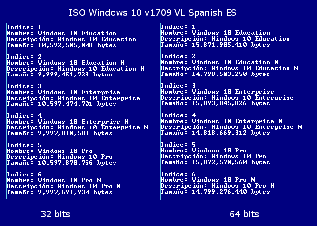 Windows 10 1709 VL Espanol ES