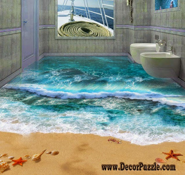 3D bathroom floor designs, self-leveling flooring ideas