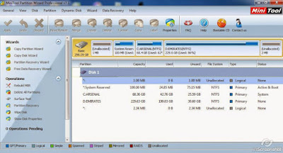 Tampilan Mini Tools Partition