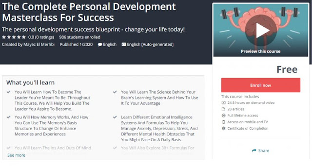 [100% Free] The Complete Personal Development Masterclass For Success