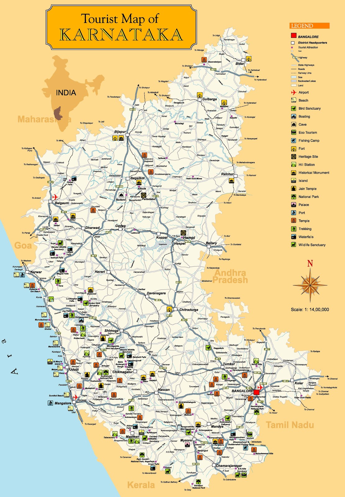 ALEMAARI: Tourist Map of Karnataka