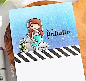 Sunny Studio Stamps: Background Basics Magical Mermaids Card by Michelle Short