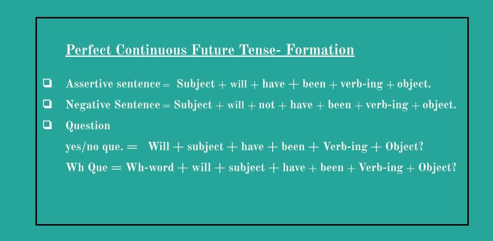 perfect continuous future tense formation