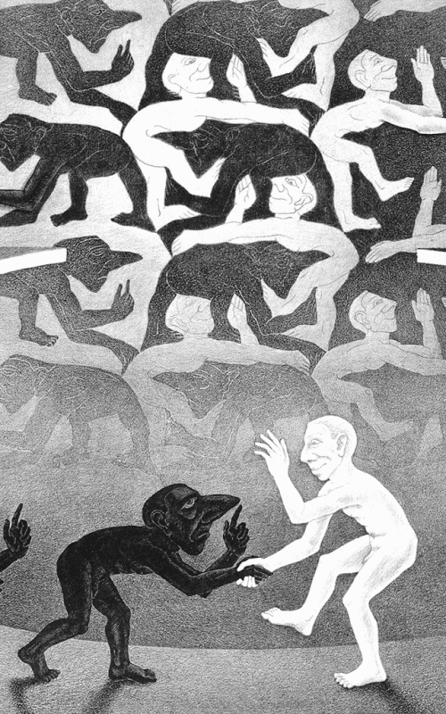 Detail from: The Encounter by M.C. Escher (1944)