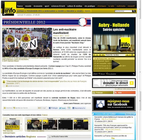 manifestacion antinucleara France Info 151011