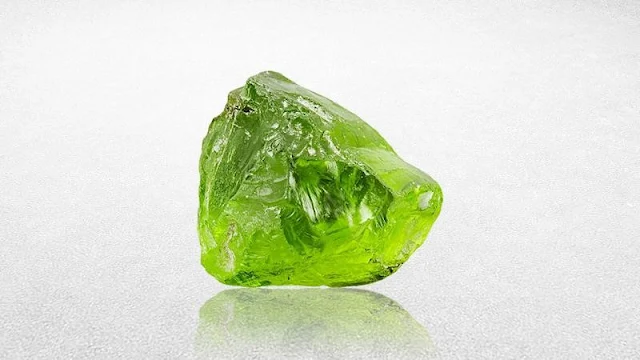 Raw green peridot gemstone