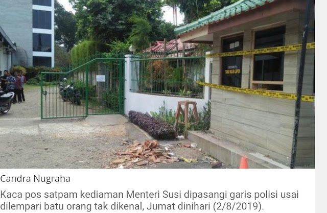 Rumah Menteri Susi Pudji, Astuti Dilempari 