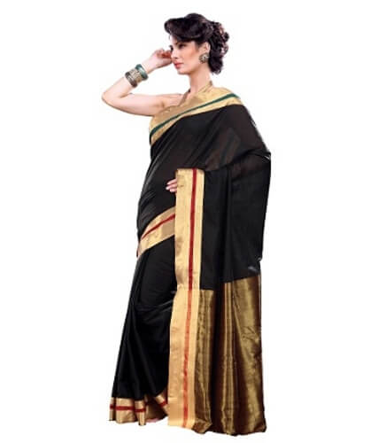 Black And Golden Cotton Saree