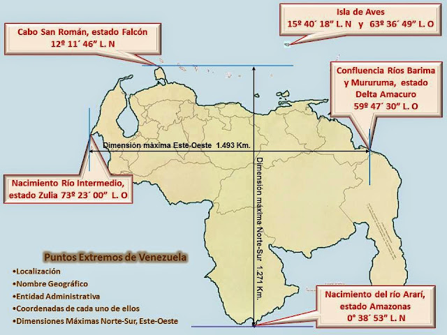 Resultado de imagen para limites de venezuela norte sur este y oeste