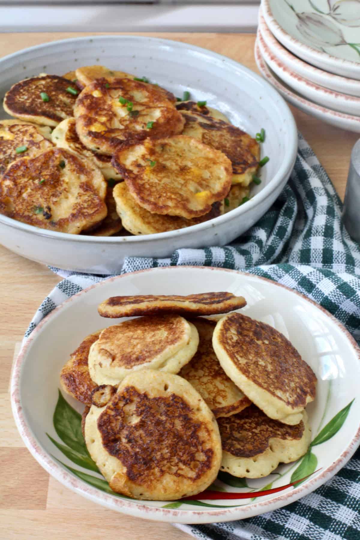 Cornmeal Batty Cakes in two bowls.