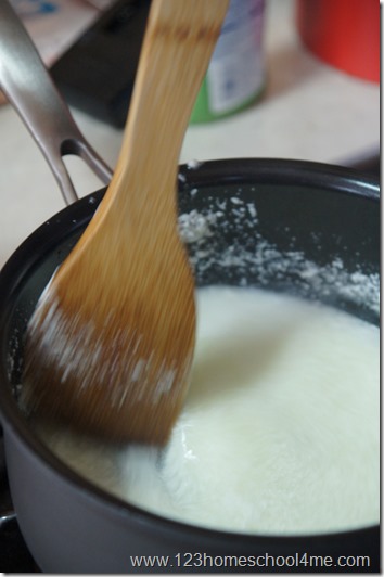 heat milk to just before boiling