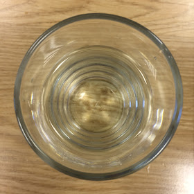 A glass of water from above