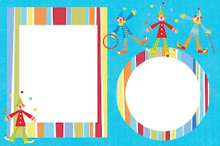 Clowns Free Printable Invitations, Cards or Photo Frames.