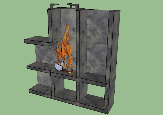 Variante de la estufa tipo rocket stove cortando un lateral del bloque