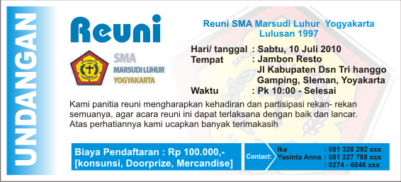 Contoh Undangan Reuni 2018 November 2018  Pendaftaran 