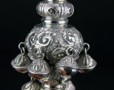   ANTIQUE 19thC VICTORIAN SOLID SILVER BABY RATTLE & WHISTLE, BIRMINGHAM c.1876