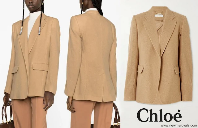 Princess Charlene wore CHLOE cashmere and wool blend blazer