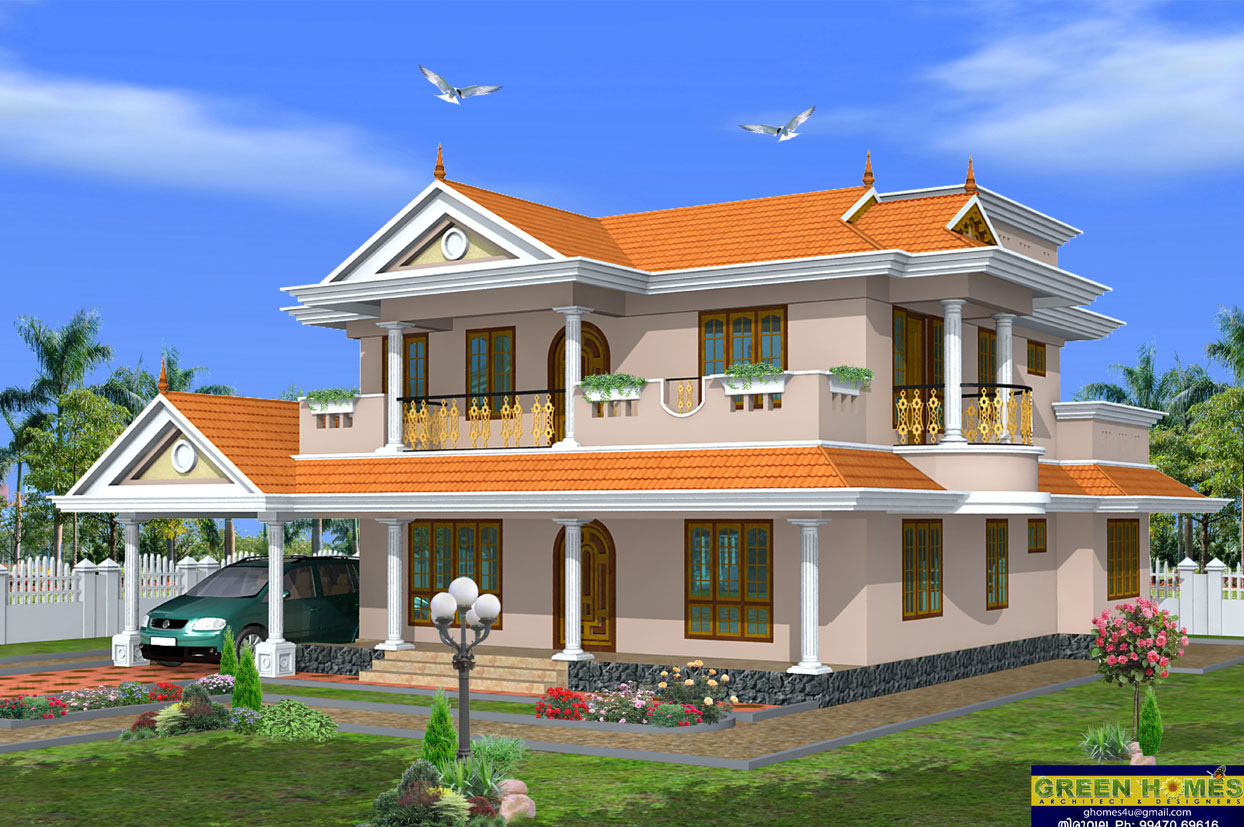 Green Homes: Beautiful 2 Storey House Design 2490 Sq.Feet