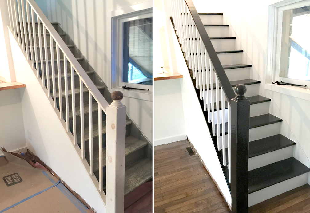 Attracktive staircase color ideas Facci Designs How To Paint A Staircase Black White Before And After