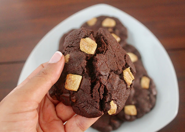 Chewy triple chocolate chunk cookies