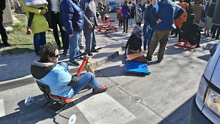 Traditional race of wooden scooters with steel ball bearing wheels, held in Pula on 17.02.2019.