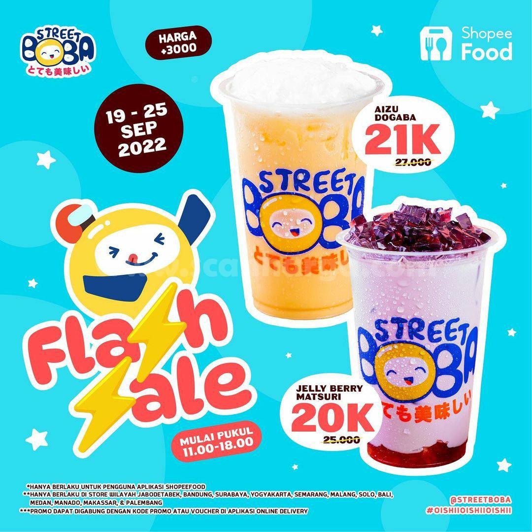 Promo STREET BOBA SHOPEEFOOD FLASH SALE – Spesial menu Drink mulai 17Rb