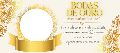 Arte Grátis sublimação de Canecas - Tema Bodas de Ouro - Arte com fundo vazado para foto.