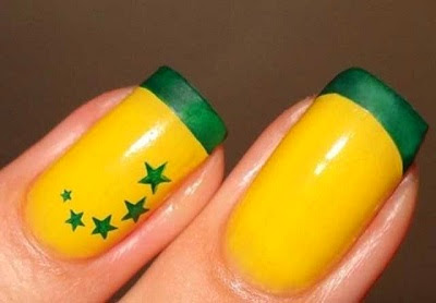 unhas decoradas para a copa bandeira do brasil